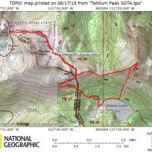 Map of Tahtlum Peak Activation + Dewey Lake side trip