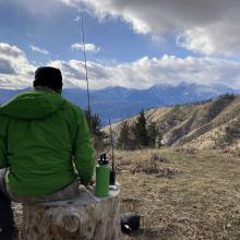 The author from behind while operating