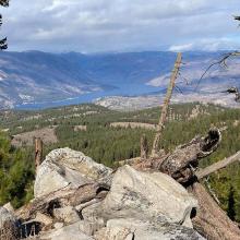 The view to the northwest. Lake Chelan, Manson, and 4th of July Mountain