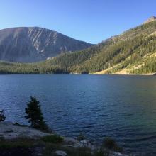 Storm Lake, Little Rainbow Mountain, left, Mount Tiny, right.