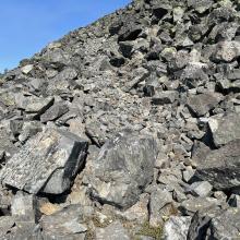 Old trail through upper boulder field