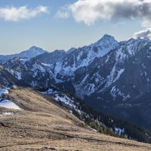 Looking South along the summit ridge - Mount Constance right-of-center