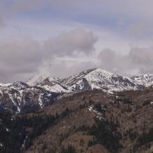 Mount Stewart almost visible through the clouds