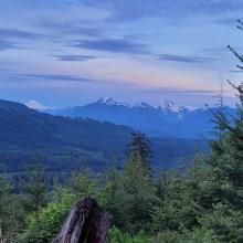 Fantastic evening views on the way down!