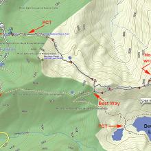 Map with detail to show GPS route up/down + trail options.