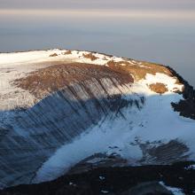 Melted out summit crater
