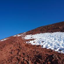 Looking back up the steep scree field. 