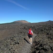 Most of the trail goes through a lava field, so you can't miss it!
