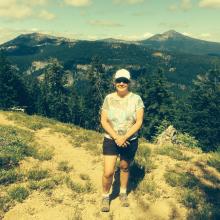 Christina on trail near summit
