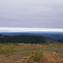 end of road on South side of summit, view looking SE toward Seattle