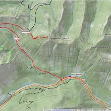 Topo Map depicting winter route to Nason Ridge