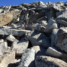 Large boulder field to cross if leave from end of mining road