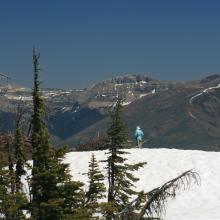 Summit view northeast to Evans Peak (right) and Scapegoat Plateau
