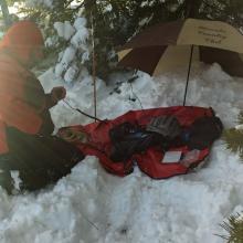 Summit winter photo.  AF6TS  photo K7VK