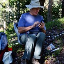 At operating position, trying to self-spot using phone